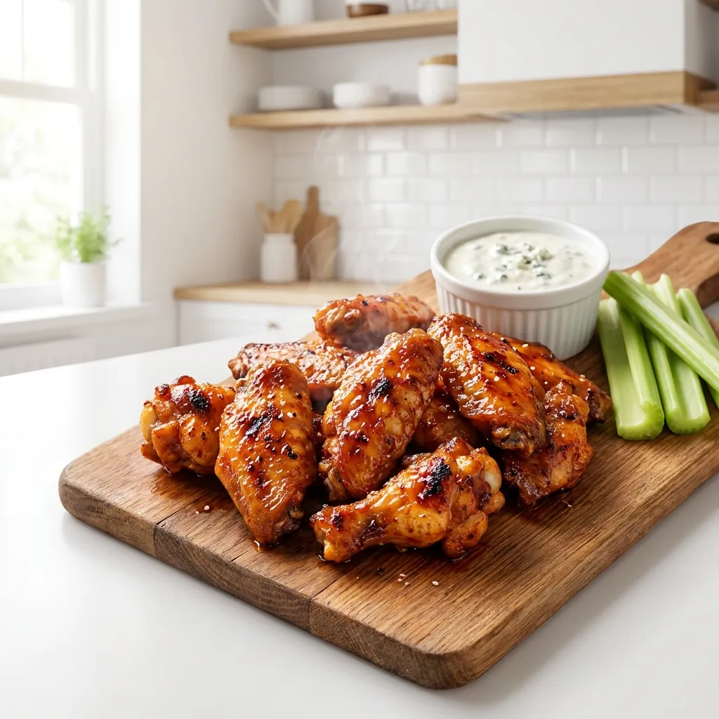 Airfryer z chrupiącymi skrzydełkami, warzywami, łososiem i deserem